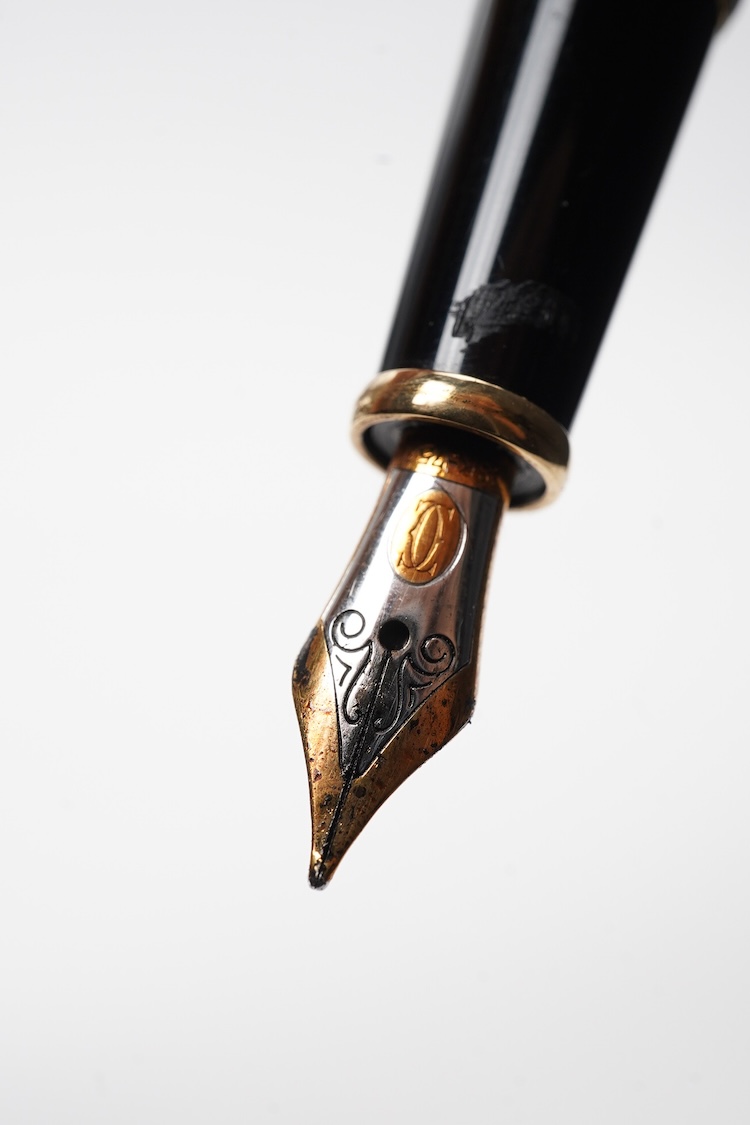 Cartier Diablo black fountain pen and matching ballpen